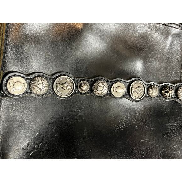 Patricia Nash Coin Venezia Crossbody Black Leather Bag Purse - Picture 9 of 11